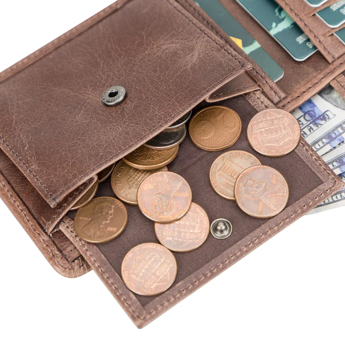 Genuine Leather Men's Wallet - Slim RFID Blocking Bifold Wallet for Men - Classic Brown Leather Wallet for Everyday Use & Travel