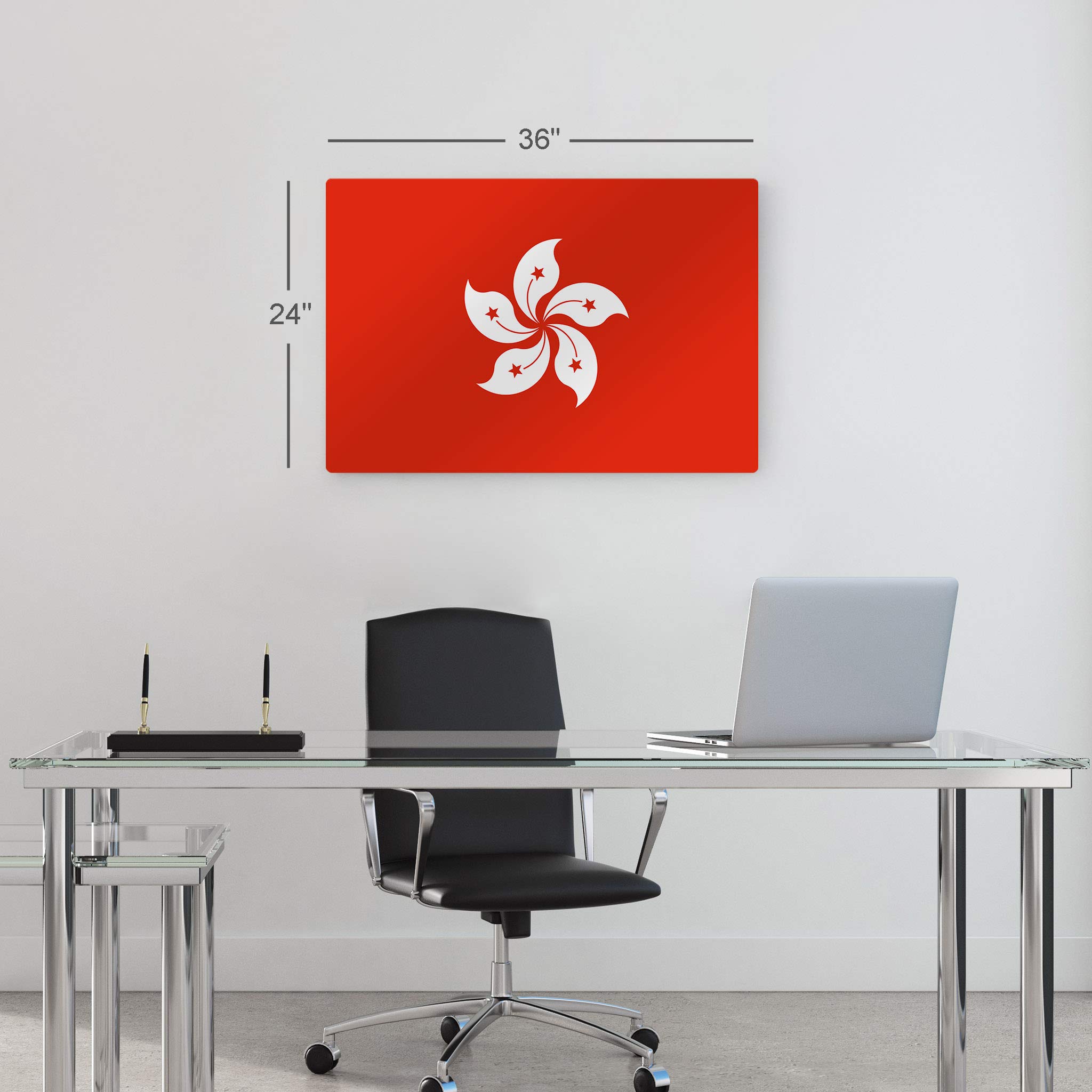 Hong Kong Flag Metal Wall Art - 20x30 Inch Modern Home Decor, Ready to Hang | Perfect for Office, Living Room, Dorm, Bedroom, Kitchen, Man Cave, Sports Club & Bar | Made in USA
