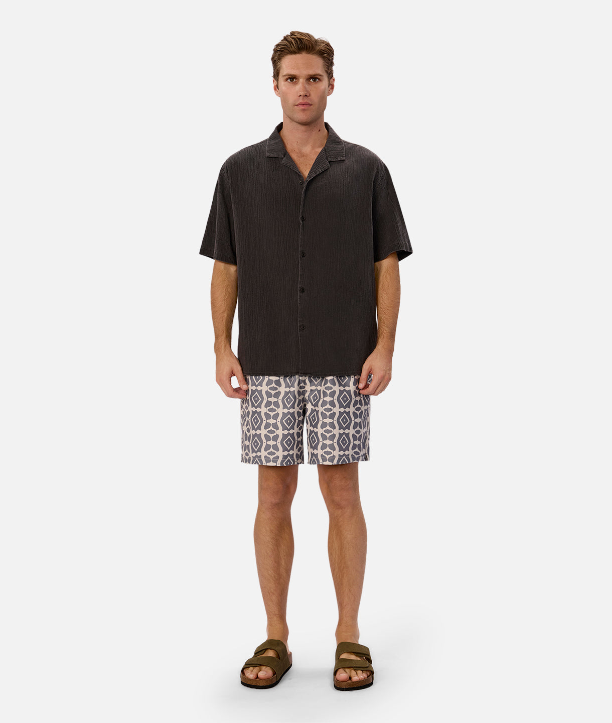 Premium Saratoga Swim Shorts for Men - Quick-Dry, Comfortable Khaki & Charcoal Swim Trunks - Perfect for Beach, Pool, and Summer Vacations