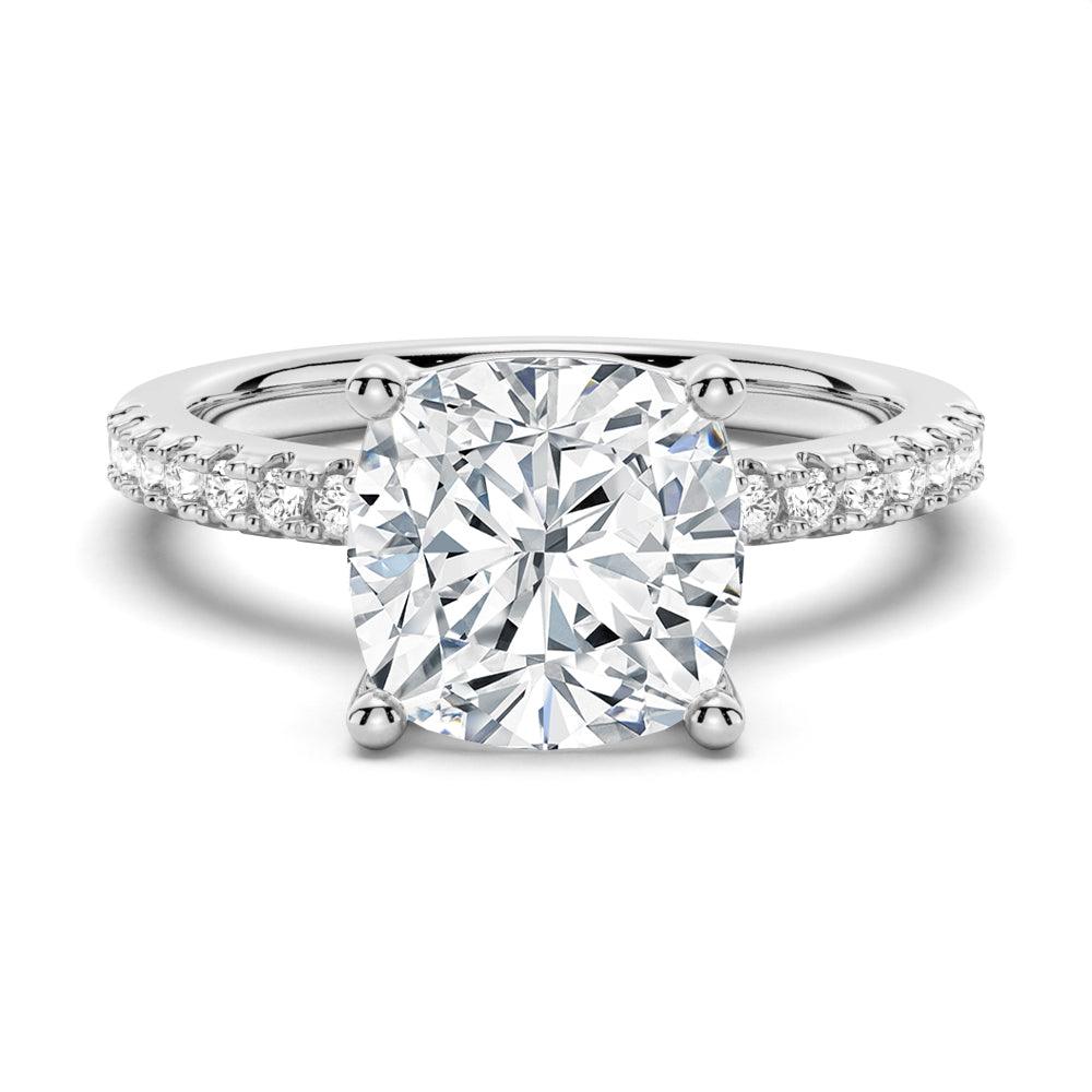 Exquisite French Pavé Cushion Cut Moissanite Engagement Ring - Perfect for Proposals, Weddings & Anniversary Gifts