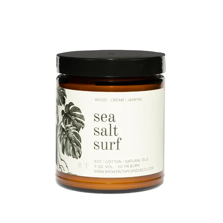 Natural Sea Salt Surf Scented Soy Candle - 9 oz Handmade Aromatherapy Candle for Relaxation, Spa, Yoga & Home Decor
