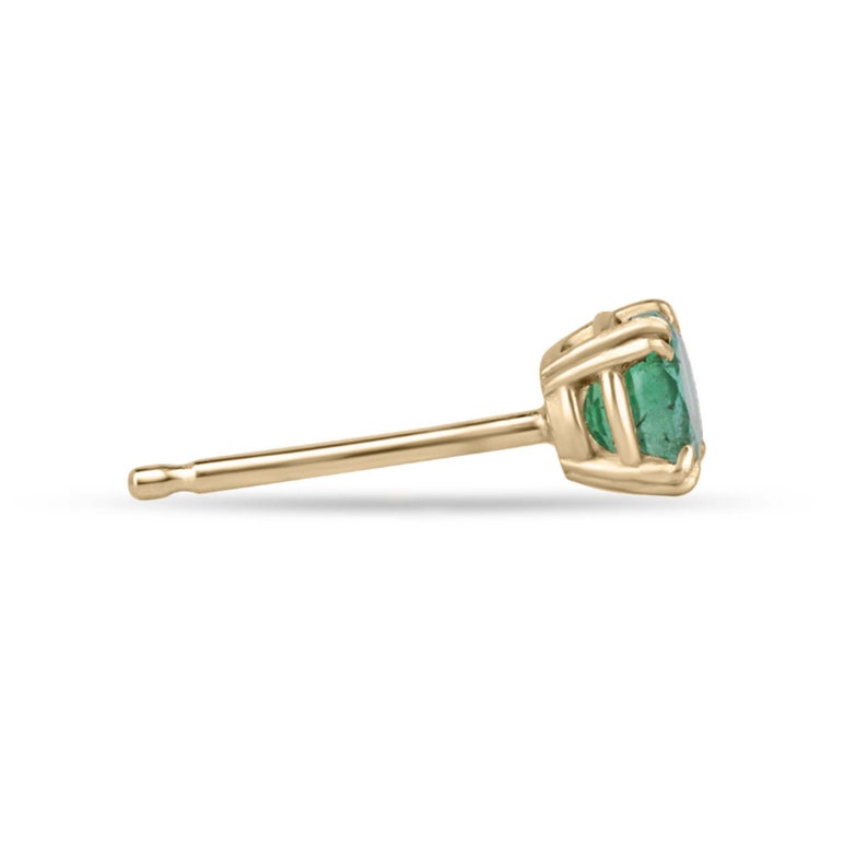 0.50tcw 14K Gold Natural Round Cut Emerald Double Claw Prong Stud Earrings for Women & Men - Perfect for Weddings, Parties & Everyday Wear