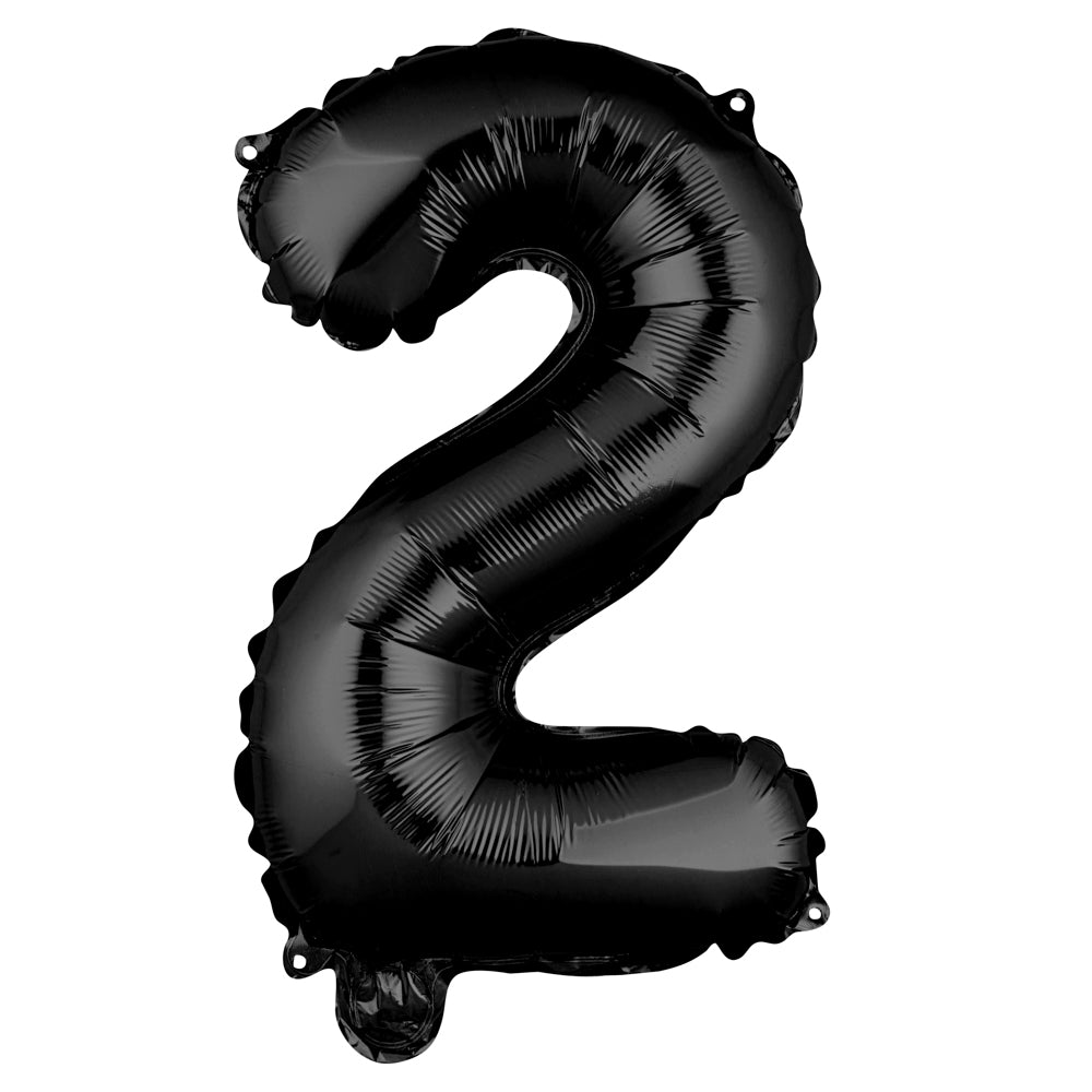 Balloonify Black Mylar Number 2 Balloon - 16 Inch Large Foil Balloon for Birthday Parties, Baby Showers & Anniversary Celebrations (1 Count Box)