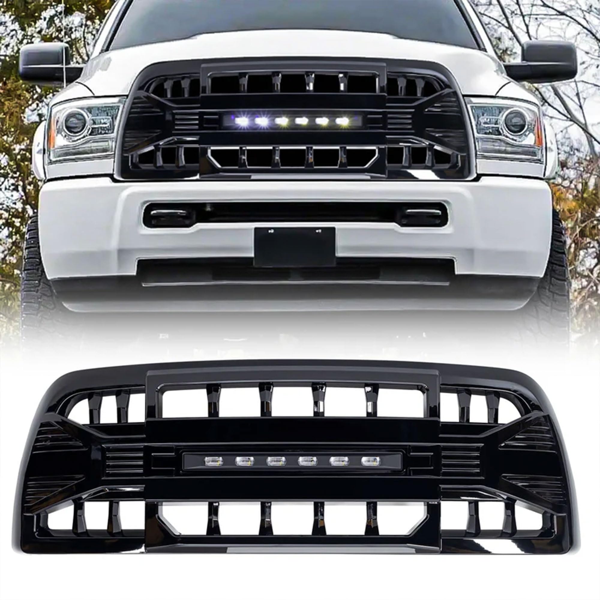 2013-2018 Dodge Ram 2500/3500 Off-Road Grille with LED Lights | Gloss Black Heavy Duty Truck Grill | Perfect for Off-Roading & Night Driving