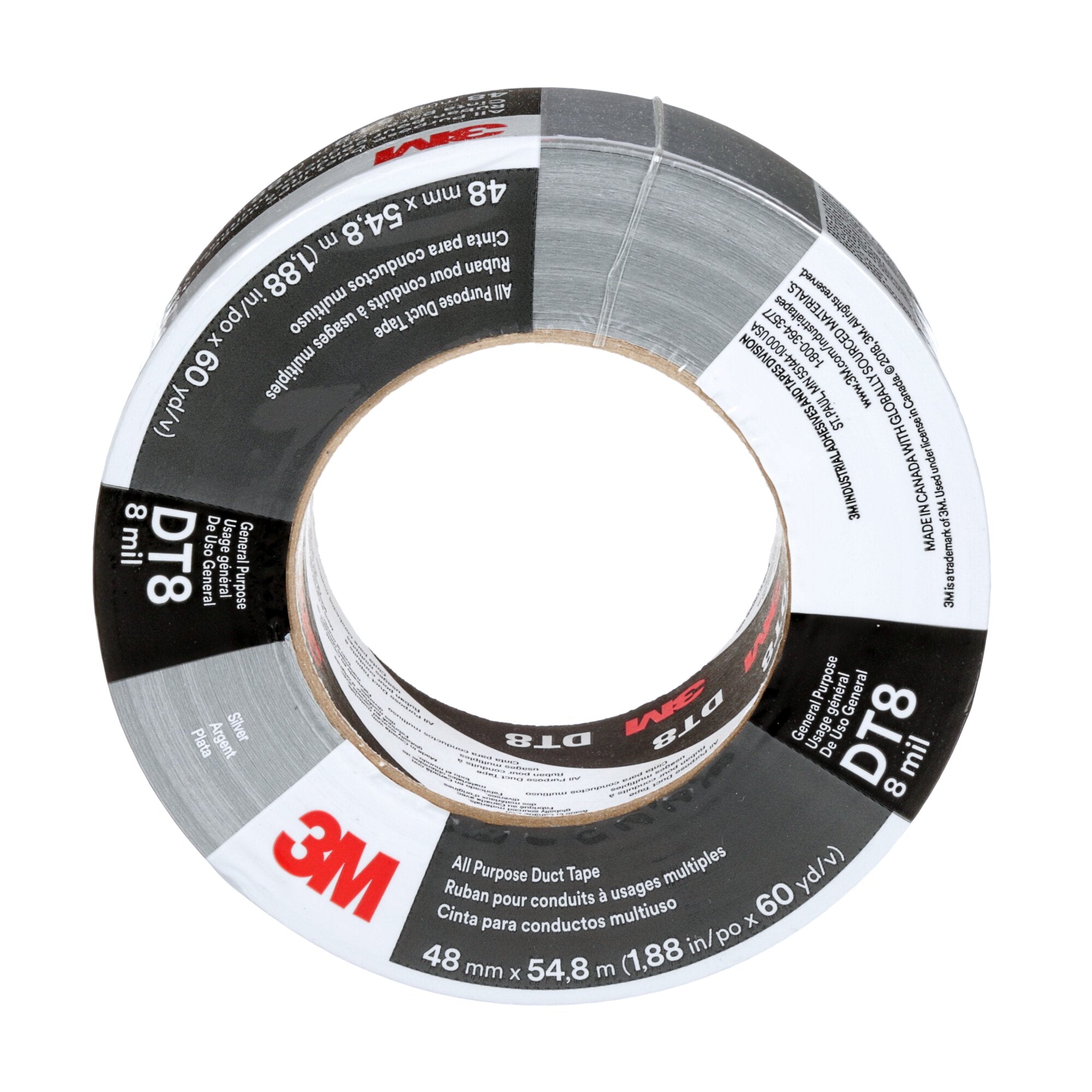 3M All Purpose Duct Tape DT8 - Heavy Duty Silver Duct Tape, 48mm x 54.8m (1.89