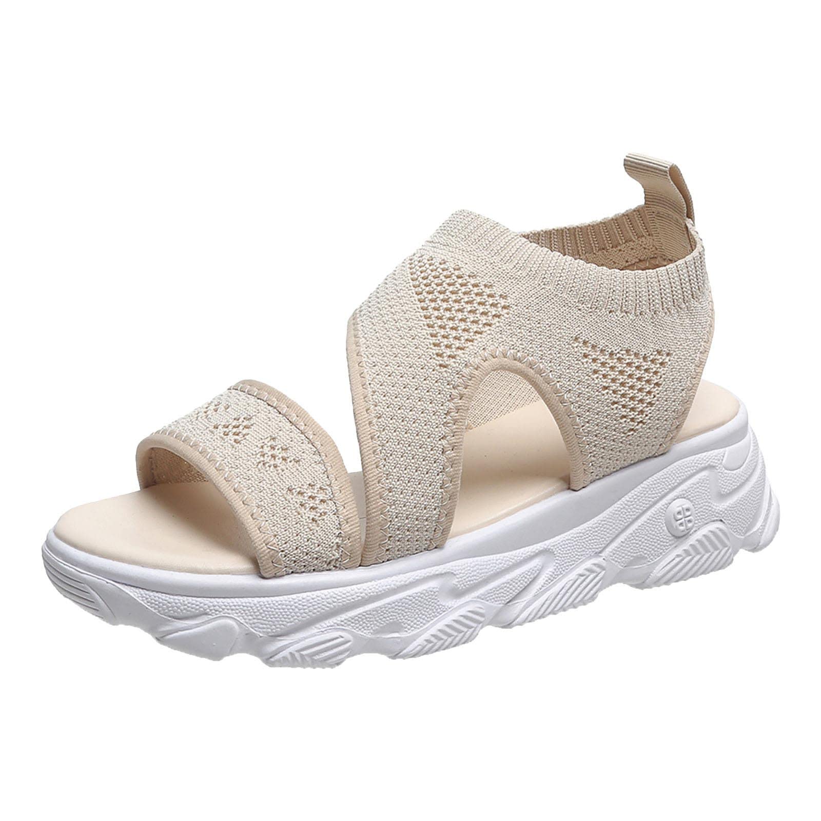 2022 Women's Summer Mesh Wedge Sandals - Orthopedic Washable Slide Sport Sandals with Comfy Knit & Thick Sole - Lightweight Soft Sole Casual Beach Shoes for Walking, Travel & Outdoor Activities