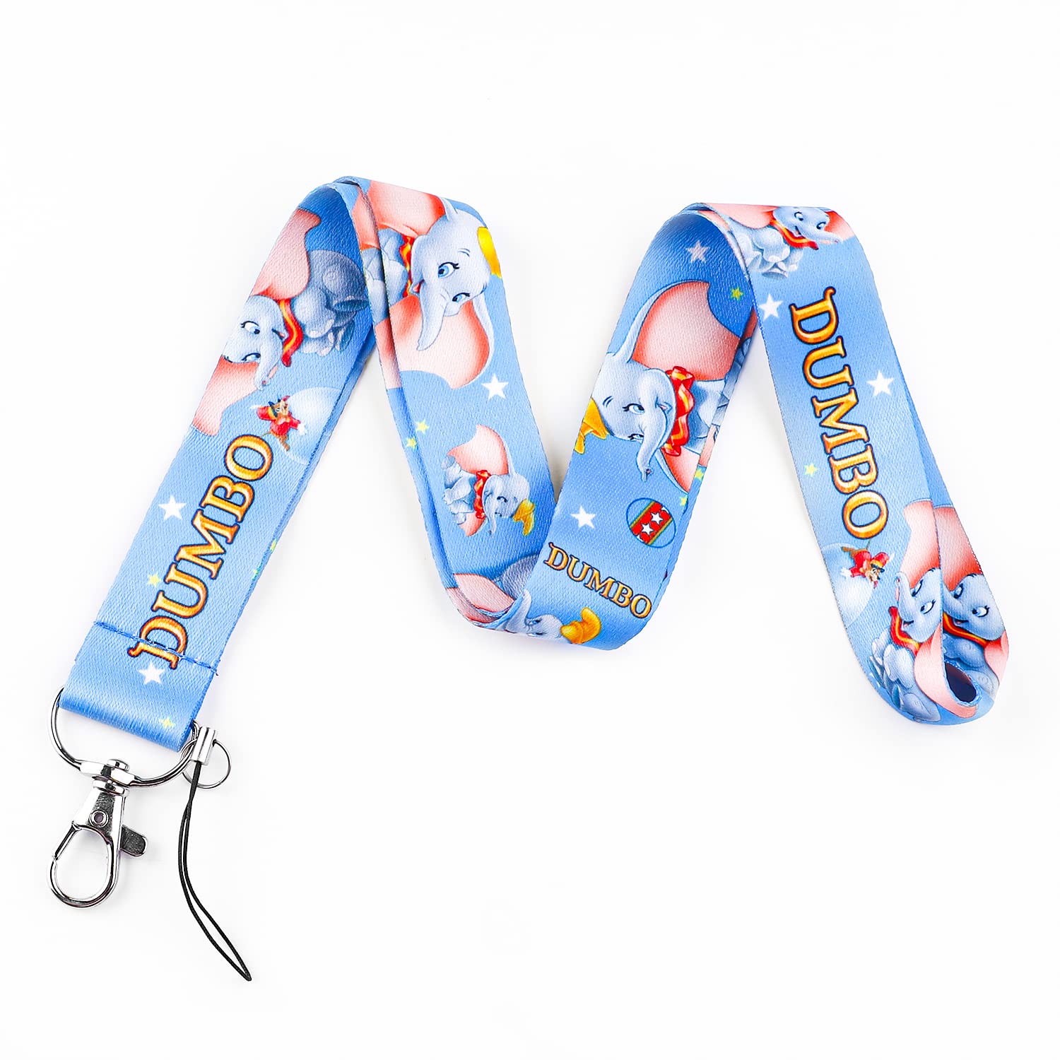 Dumbo Circus Elephant Keychain Lanyard with Charm Badge Holder - Elephant ID Lanyard for Keys & Work Badges (LD-Dumbo-B) - Perfect for Disney Fans, Theme Park Enthusiasts & Office Workers