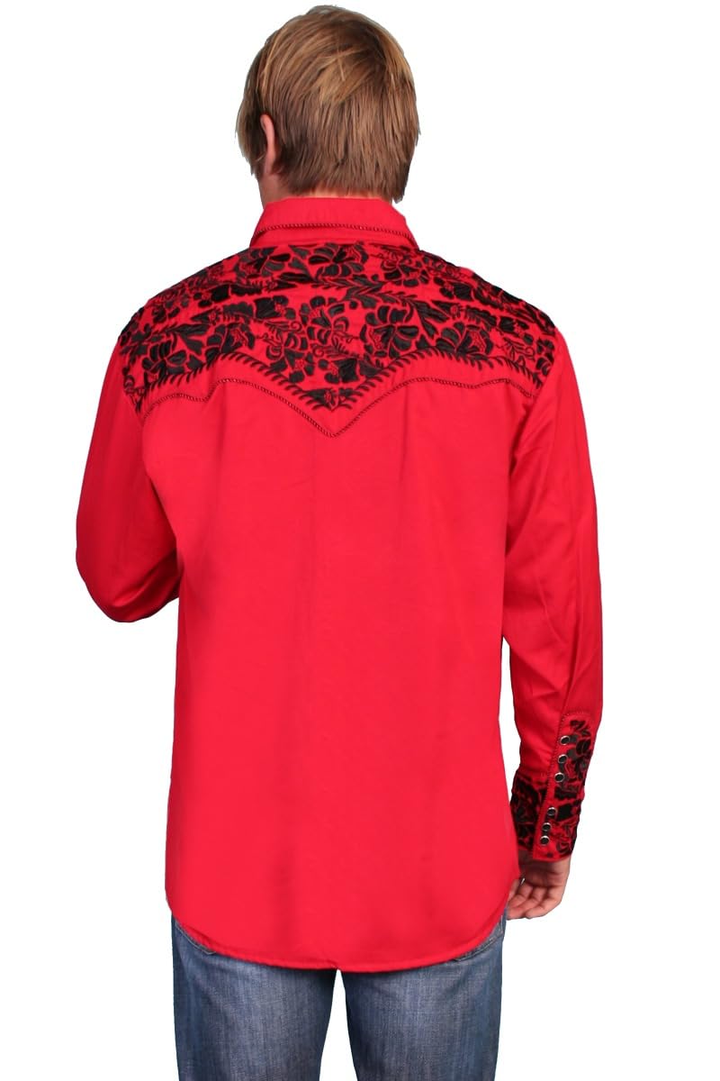 Scully Men's Floral Tooled Western Shirt - Stylish Cowboy Button Up for Casual Wear, Rodeo & Country Events