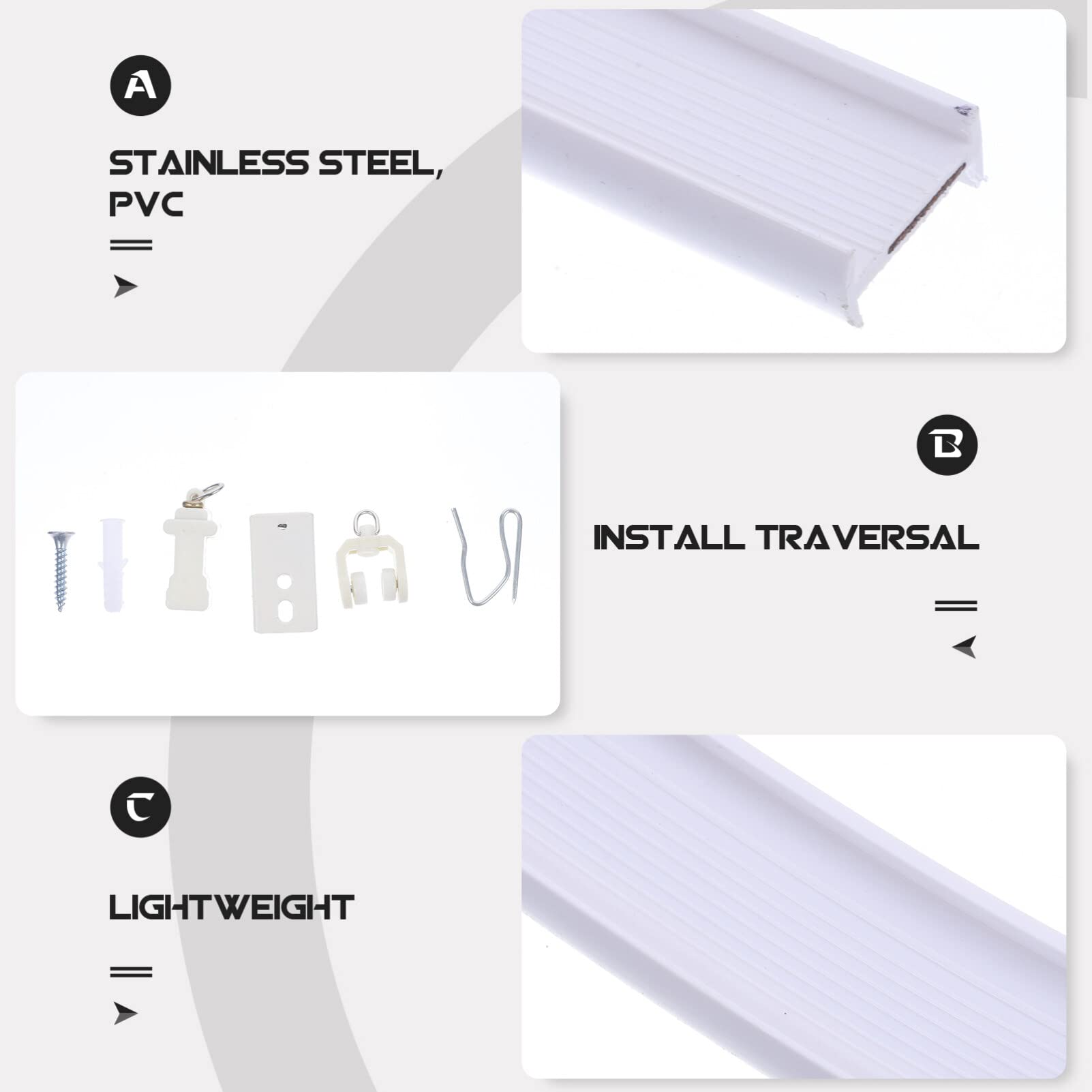 GANAZONO 1m Ceiling Curtain Track - Flexible Stainless Steel PVC Slider System | Noiseless Room Divider for Hospitals, Shops & Home Privacy | Easy Installation & Durable Design