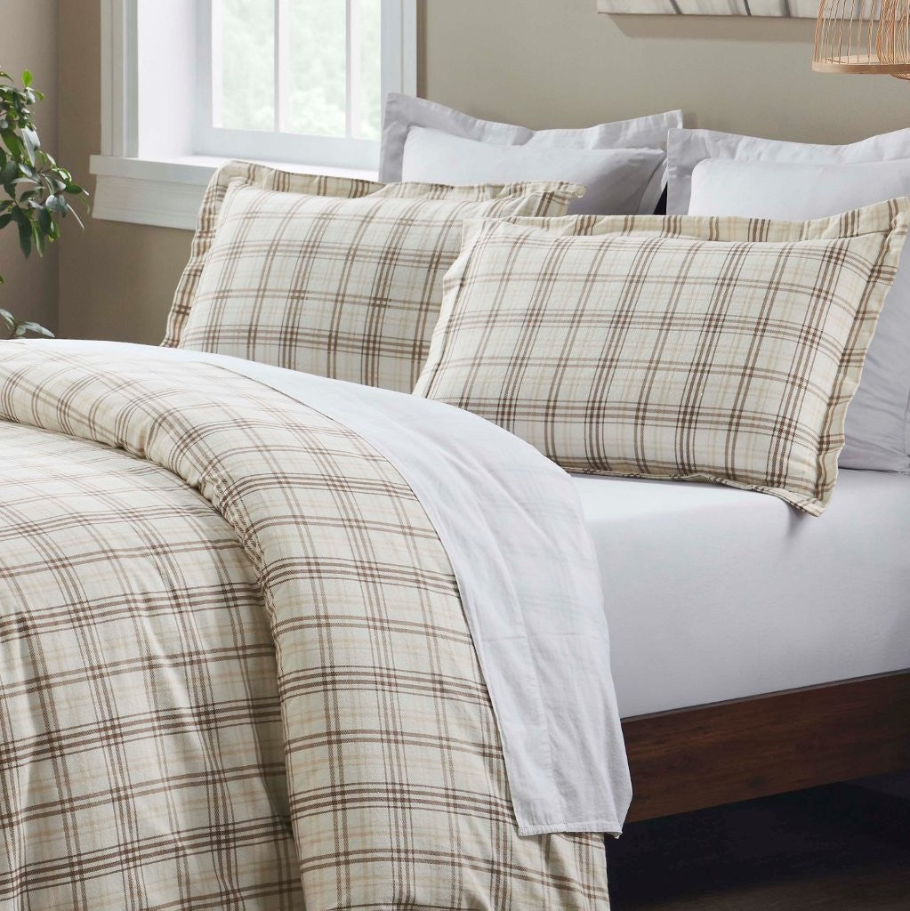 Soft Plaid Flannel Cotton Duvet Cover Set - Farmhouse Style Bedding for Cozy Winter Nights | Perfect for Guest Rooms & Cabin Retreats