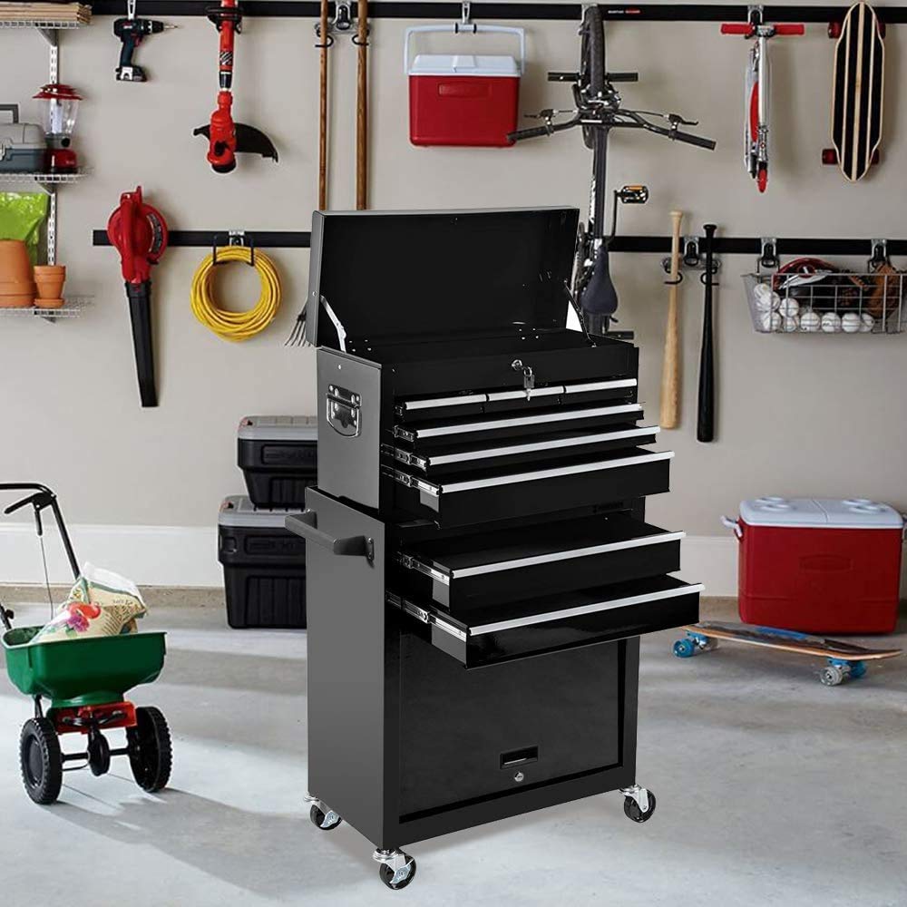 iChoice 8-Drawer Rolling Tool Chest with Lock - 2-in-1 Detachable Portable Tool Box & Mobile Workbench - Heavy Duty Garage Tool Cabinet with Wheels for Warehouse Organization (Perfect for Mechanics, DIY Projects & Home Workshop Storage)