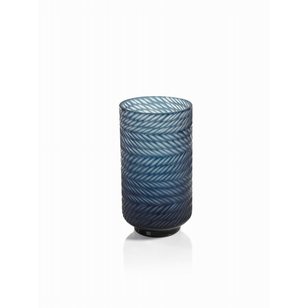 Blue Bay 10.75 Inch Tall Glass Hurricane Vase in Sapphire Blue - Perfect for Wedding Centerpieces, Home Decor & Floral Arrangements