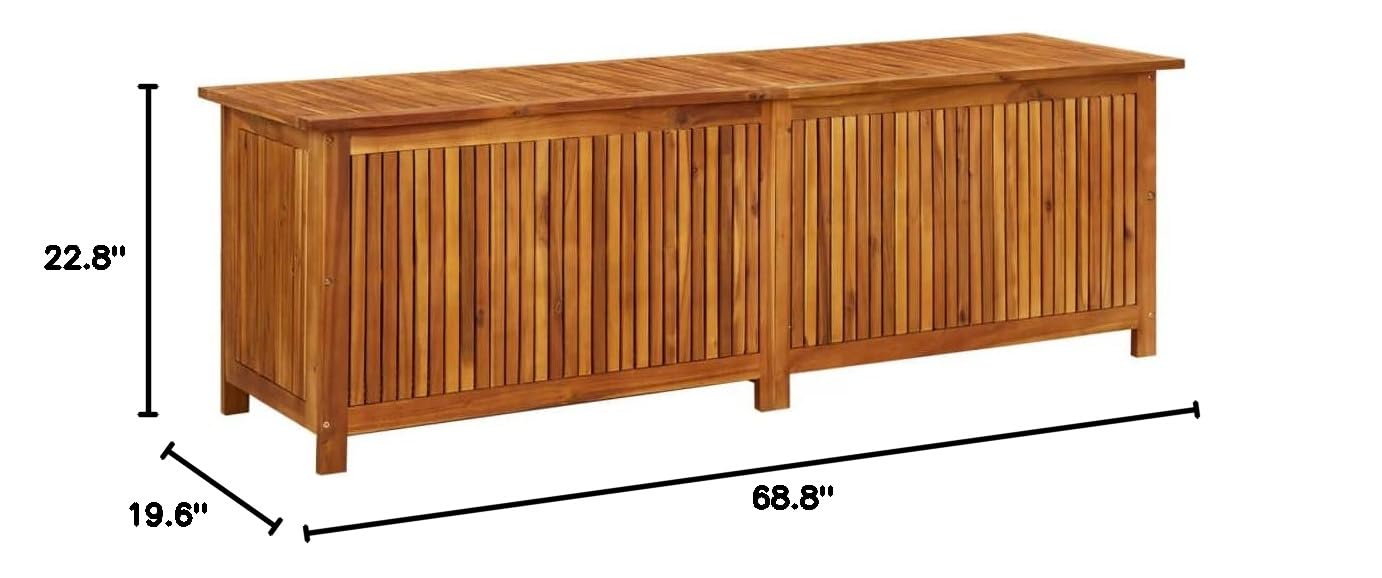 Premium Acacia Wood Patio Storage Box with Waterproof Lid - 68.8