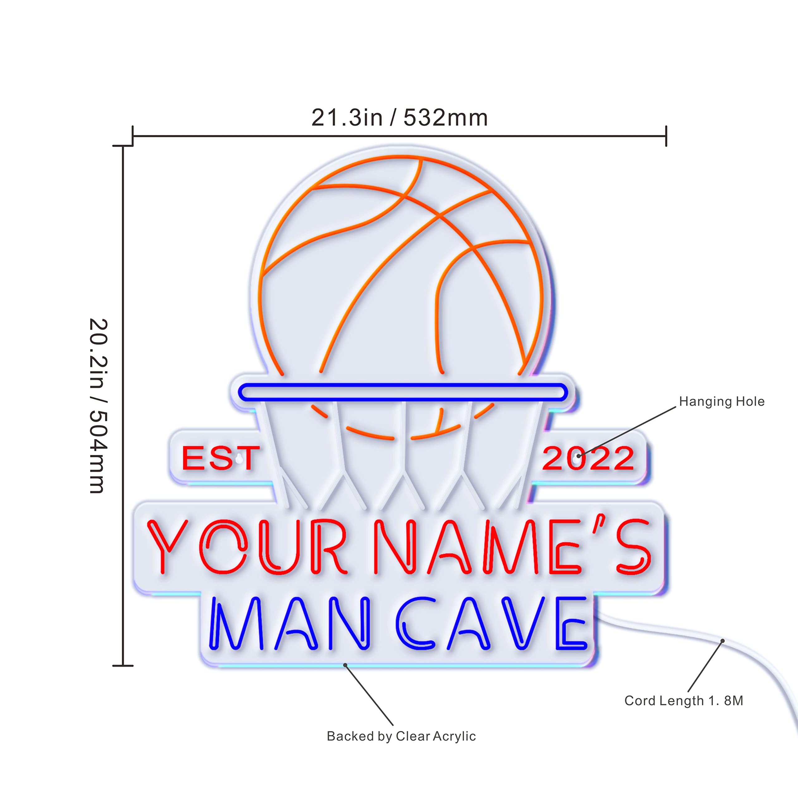 ADVPRO Custom Basketball LED Neon Sign - Ultra Bright Blue & Yellow Light for Man Cave, Game Room, Bar Decor - Personalized Sports Gift for Fans