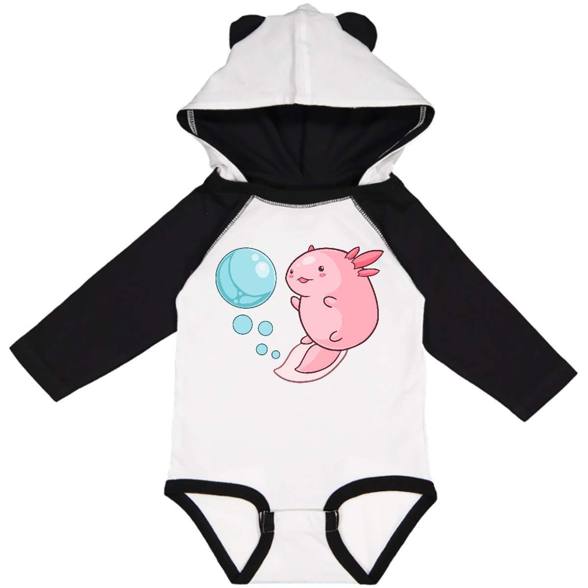 Inktastic Cute Axolotl and Bubbles in Heart Shape Long Sleeve Baby Bodysuit - Soft Cotton Onesie for Newborns, Infants & Toddlers - Perfect for Playtime, Photo Shoots & Gifts