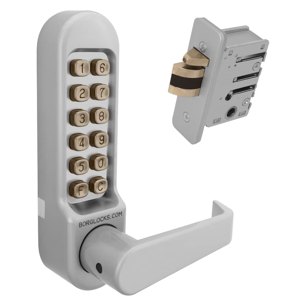 BORG LOCKS BL5402 Digital Keyless Entry Door Lock with Inside Handle & 28mm Latch - Smart Home Security Deadbolt for Front Door, Back Door, Office - BL5402SC