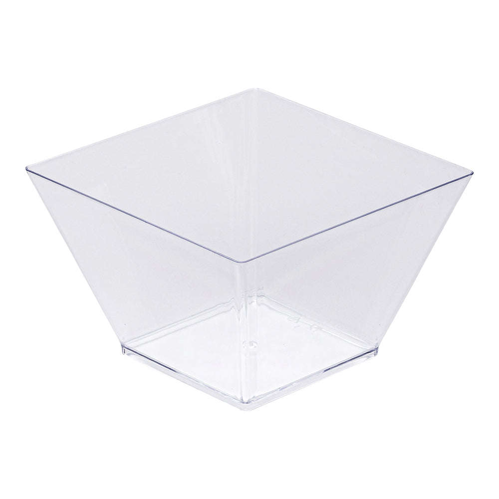 100-Pack 16 oz Square Clear Plastic Kova Bowls with 100 Silver Mini Forks – Perfect for Party Serving, Catering, and Home Entertaining