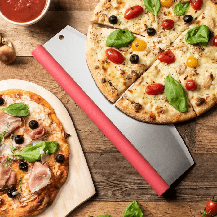 Premium Stainless Steel Rocking Pizza Cutter with Safety Blade Guard - Perfect for Home Kitchens, Pizzerias & Party Food Prep