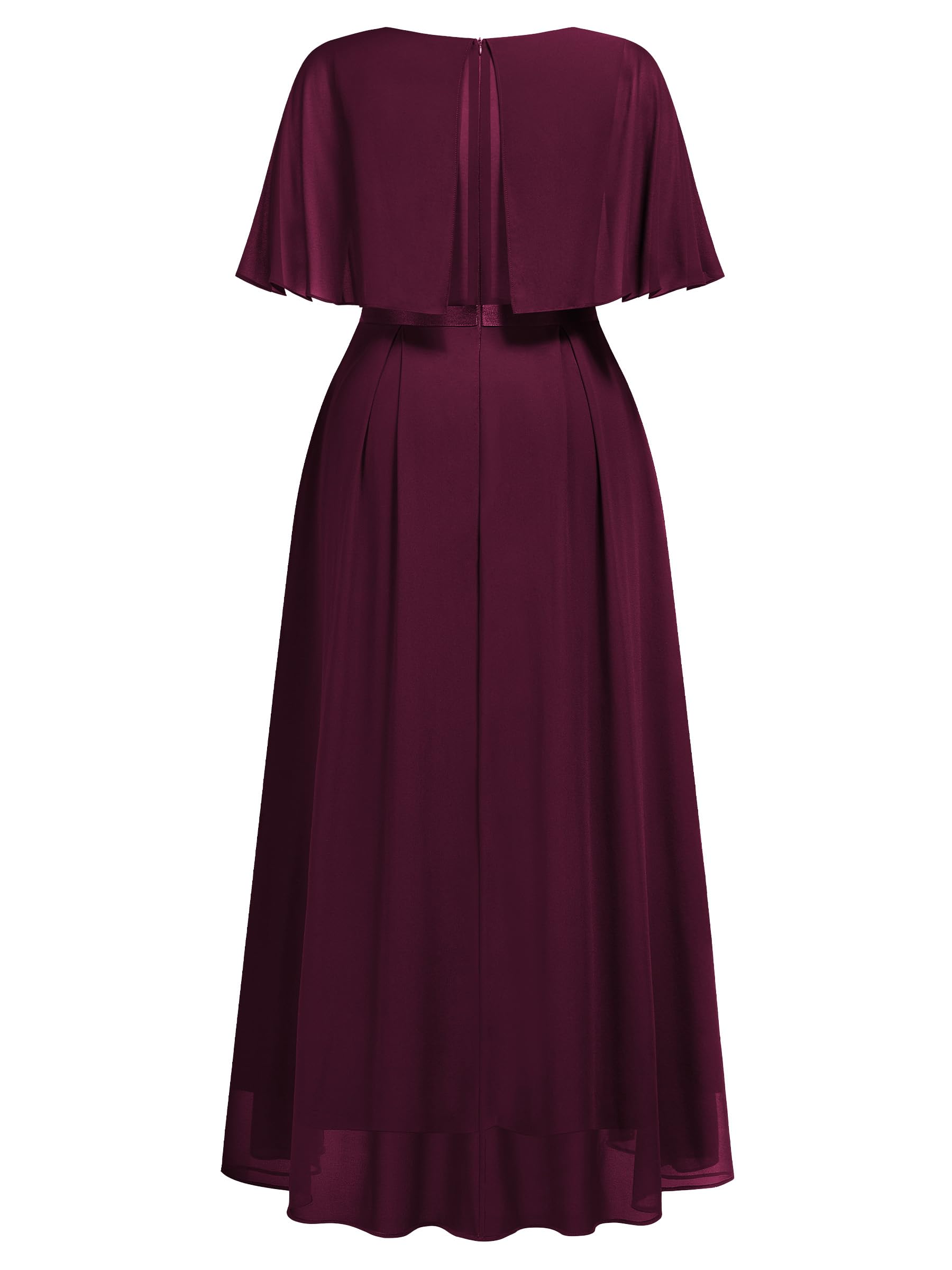 Knitee Women's Plus Size Half Sleeve Cape Dress - Lace Chiffon V-Neck Evening Gown for Parties, Weddings & Special Occasions | Elegant Maxi Dress for Formal Events & Night Out