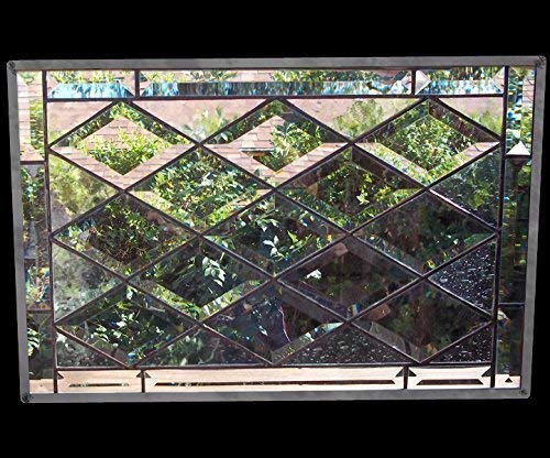 Handcrafted Stained Glass Window Panel with Diamond Bevels - Vintage Leaded Glass Art for Home Decor, Church Windows & Interior Design