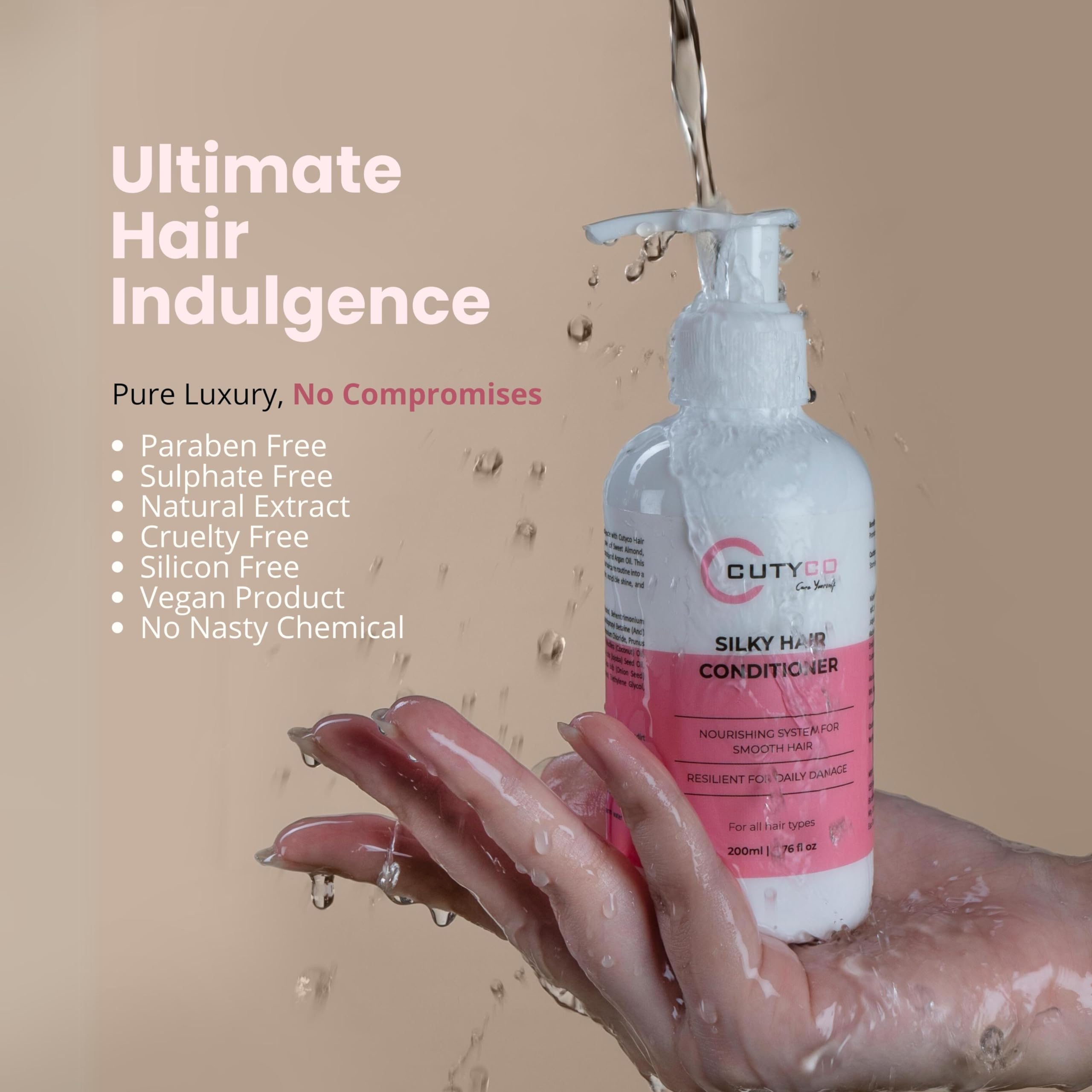 CUTYCO Silky Hair Conditioner for Dry & Frizzy Hair - Sulfate & Paraben Free Deep Moisturizing Treatment - Improves Hair Texture for Softer, Shinier Locks - 200ml Hair Care for Women & Men | Perfect for Daily Use, Salon-Quality Results at Home