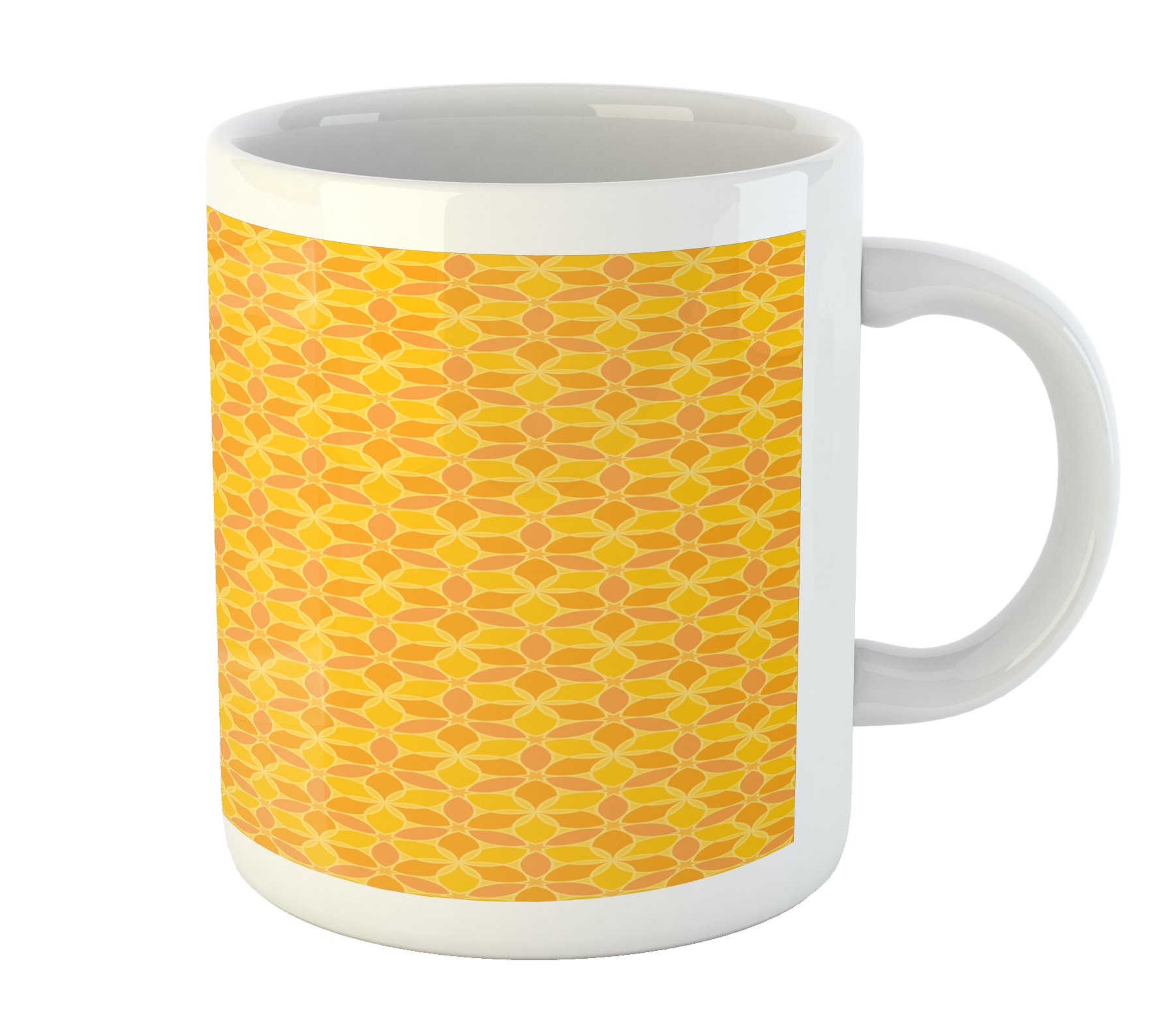 Abstract Floral Ceramic Mug - Orange & Yellow Coffee Cup for Home & Office