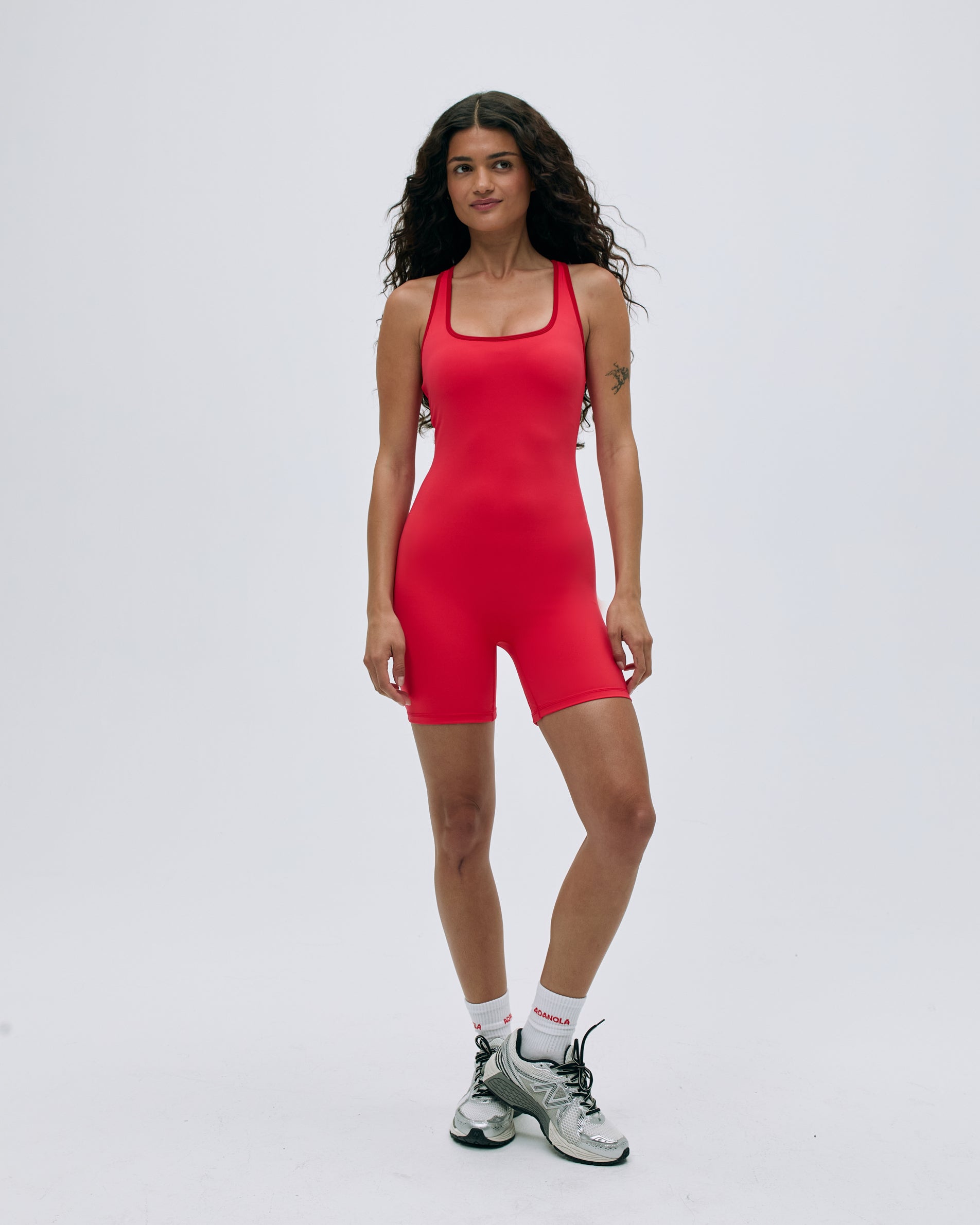 Ultimate Racer Back Piping Romper - Apple Red | Women's Fashion Jumpsuit for Casual Outings, Summer Parties & Beach Vacations