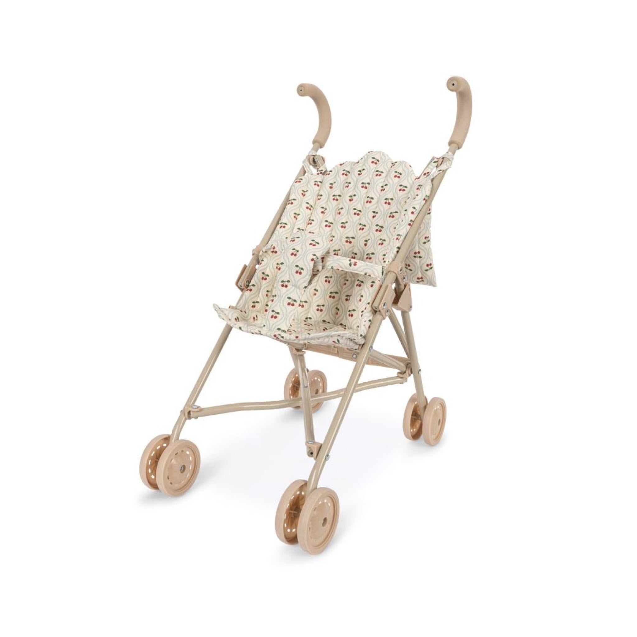 KONGES SLØJD Doll Stroller for Kids - Cherry Design Baby Stroller Toy for Toddlers & Girls - Perfect for Pretend Play, Indoor & Outdoor Use
