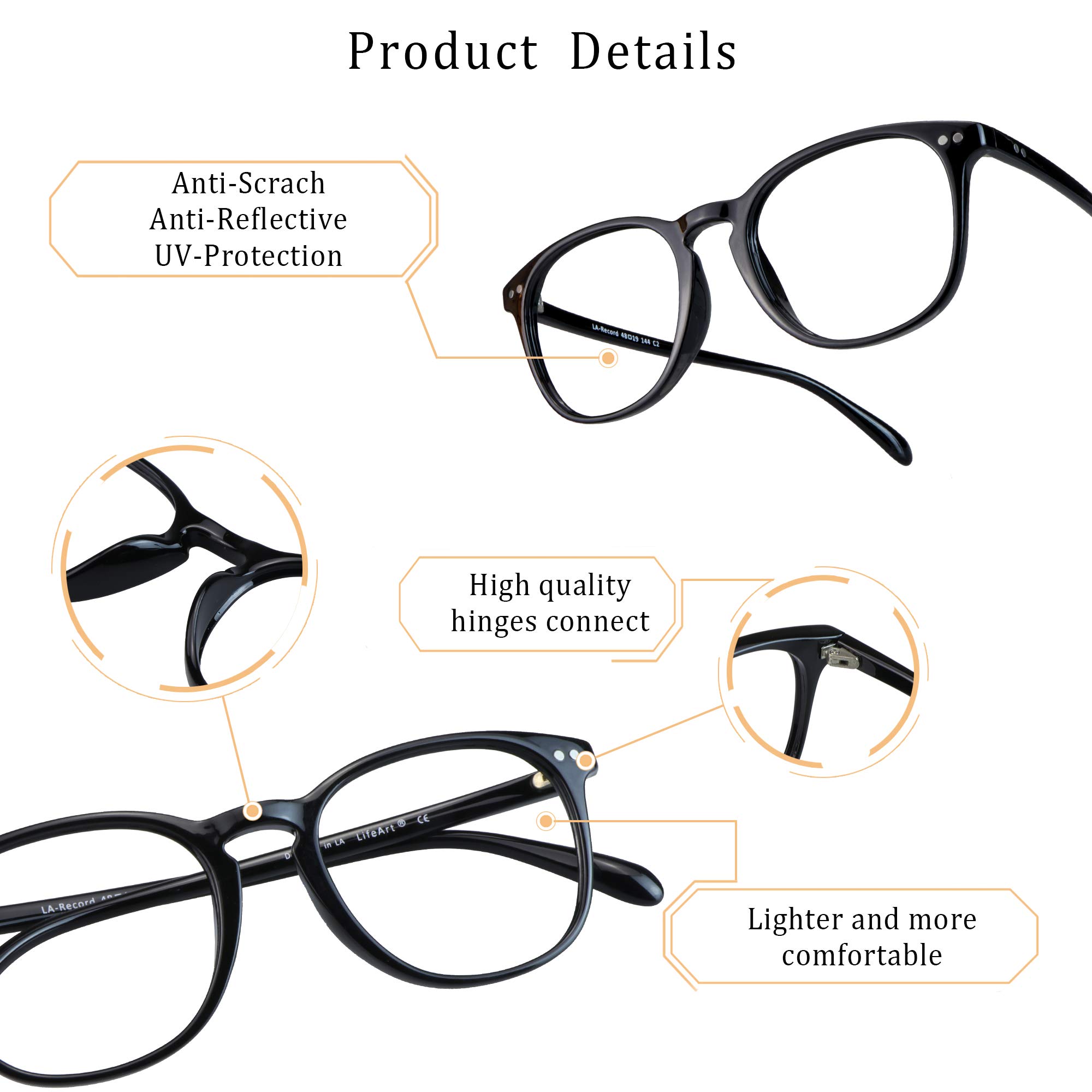 Blue Light Blocking Glasses for Computer & Gaming - Anti Eyestrain, Anti Glare UV Protection - Unisex Reading & TV Glasses for Men & Women - Perfect for Office Work, Online Classes & Late-Night Screen Use