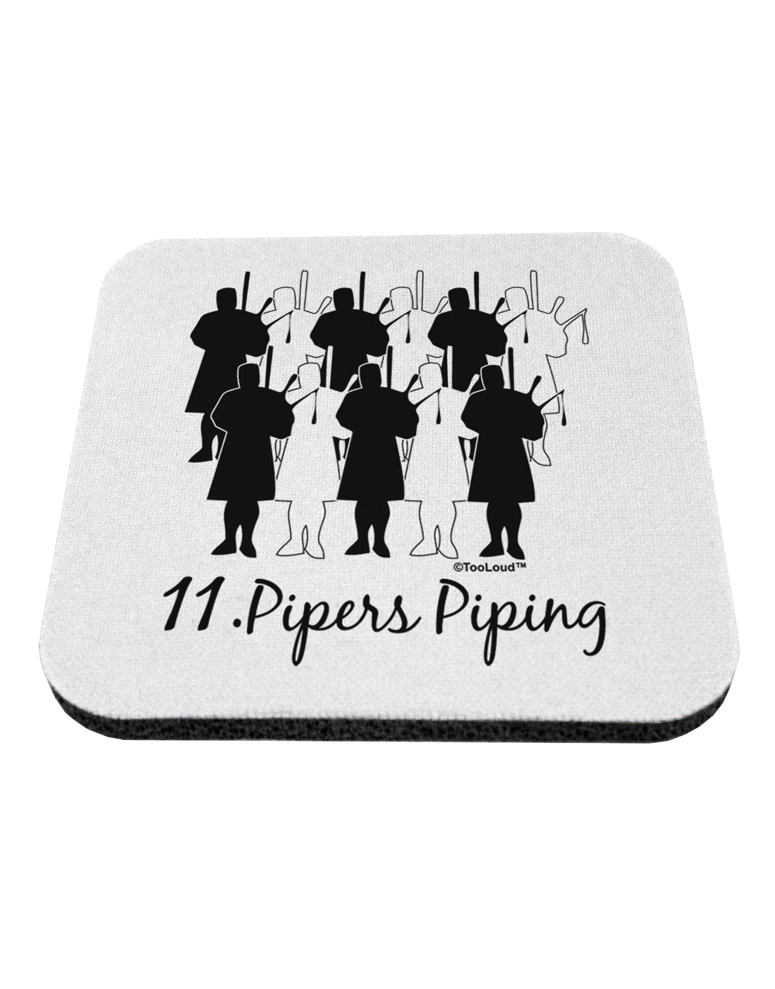 TooLoud Eleven Pipers Piping Text Coasters - Set of 4 Absorbent Drink Coasters for Beer, Wine & Coffee - Perfect for Home Bars, Office Desks & Holiday Parties