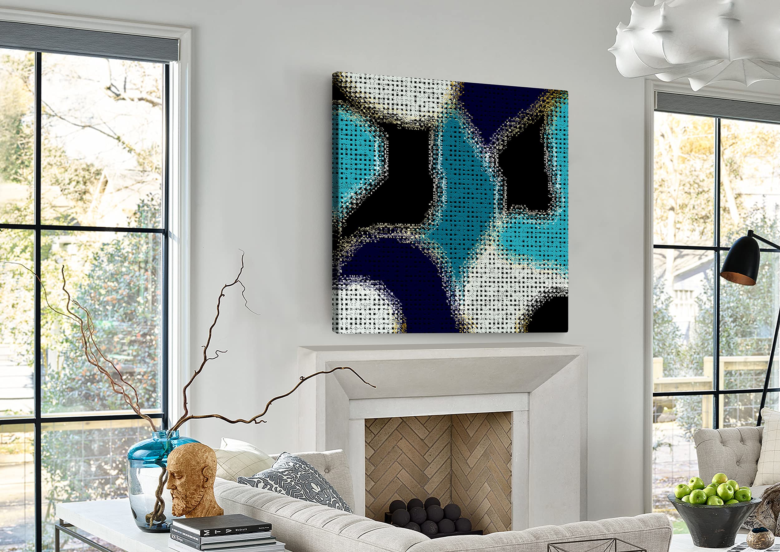 Armen Living Abstract Mosaic 547 Square Wrapped Canvas Wall Art Print - 16x16 Inches Modern Home Decor for Living Room, Bedroom & Office