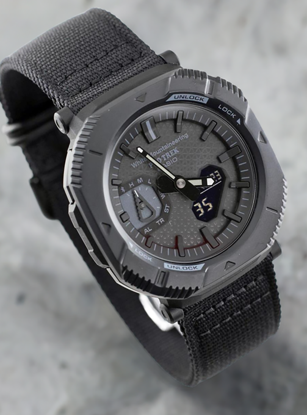 CASIO Pro Trek PRJ-B001WM-1JR Limited Edition White Mountaineering® Collaboration Watch - Solar-Powered, Altimeter, Barometer, Compass - Perfect for Hiking, Camping & Outdoor Adventures