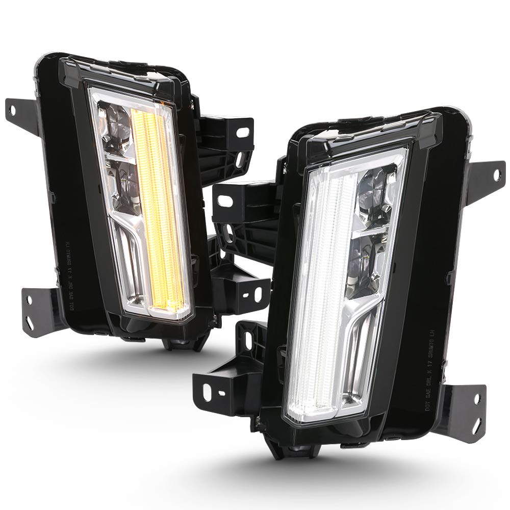 ACANII LED DRL with Turn Signal SwitchBack Fog Lights for 2017-2018 Cadillac XT5 - Driver & Passenger Side Bumper Light Assembly - Upgrade Your Vehicle's Style & Visibility for Night Driving and Bad Weather Conditions