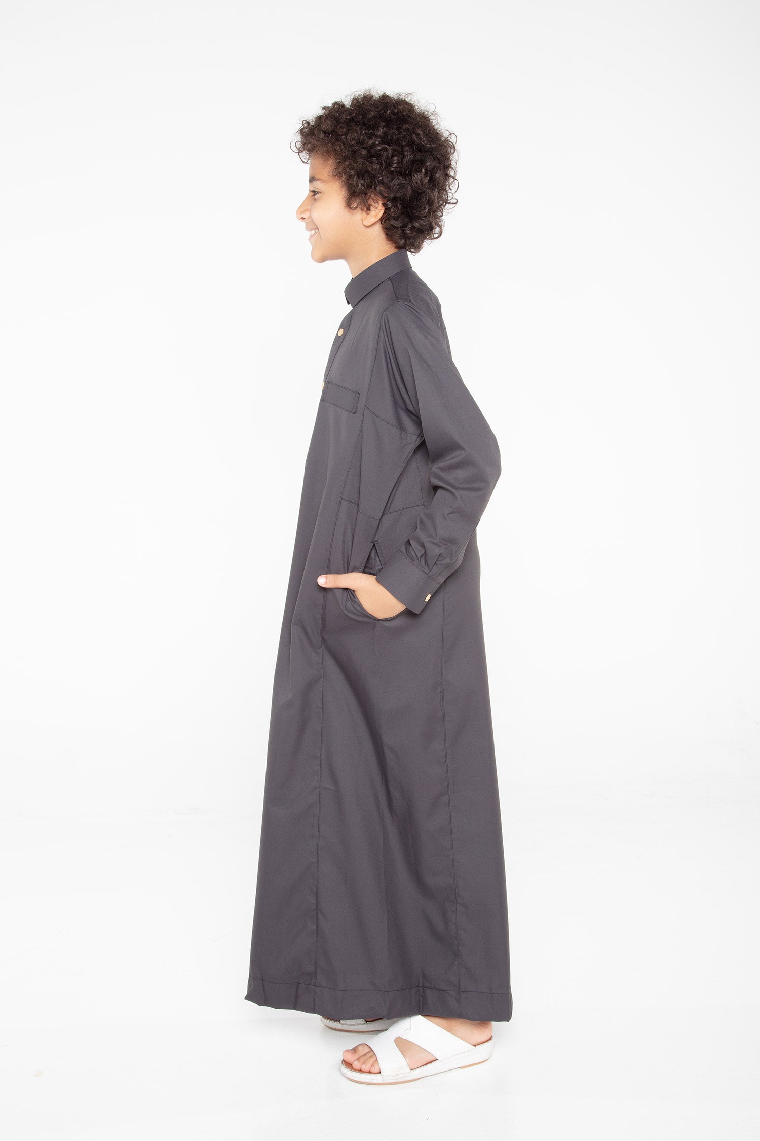 J109 Boys Black Tuxedo Thobe - Elegant Formal Wear for Kids | Perfect for Weddings, Eid Celebrations & Special Occasions