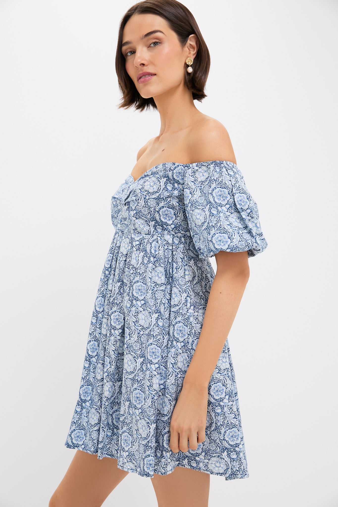 Blue Medallion Floral Olympia Mini Dress - Elegant Summer Party Outfit for Women | Perfect for Weddings, Dates & Beach Vacations