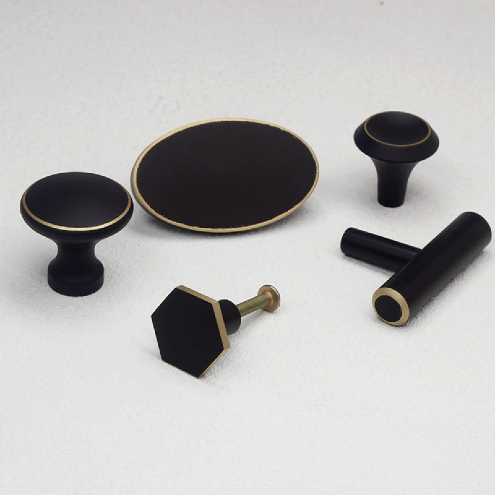 Solid Brass Cabinet Knobs - 4Pcs Round Drawer Pulls for Kitchen & Dresser