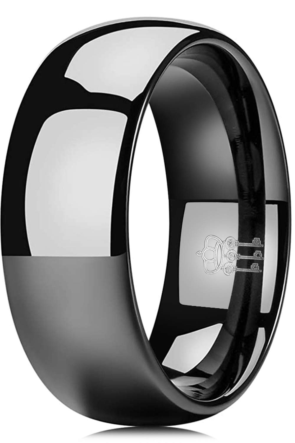 2mm 4mm 6mm 8mm Tungsten Wedding Rings for Women & Men - Black Plated Polished Band - THREE KEYS JEWELRY - Perfect for Engagement, Anniversary, and Everyday Wear