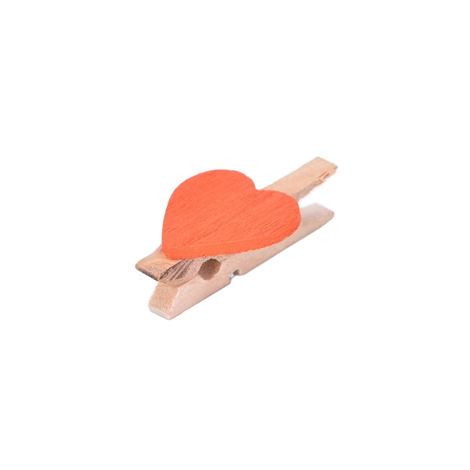 ZZSRJ 20Pcs Mini Heart Shaped Wooden Clothespins - Orange Small Craft Clips for DIY, Scrapbooking, Photo Display, Wedding Decor, Office Supplies (3.5x0.7cm)