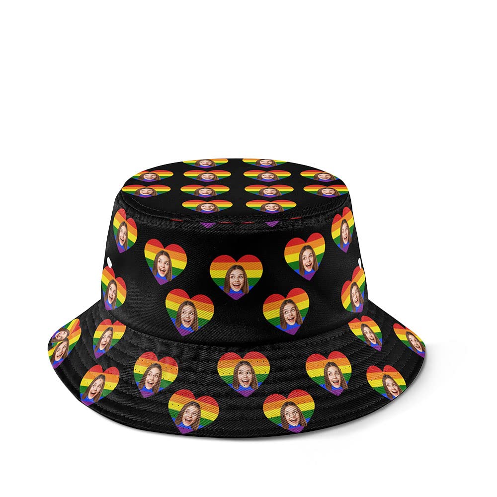 Custom Pride Bucket Hat for Men & Women - Personalized Rainbow LGBTQ+ Hat with Adjustable Strap - Unisex Gay Pride Accessories for Parades, Festivals & Pride Month Gifts