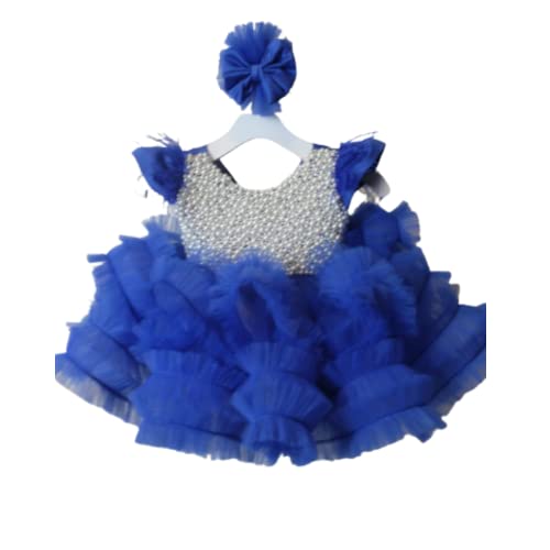 Royal Blue Flower Girl Dress for Baby Girls 3-6 Months | Princess Party Dress for First Birthday, Christmas & Special Occasions | US Kids' Numeric Size | Perfect for Weddings, Photo Shoots & Holiday Celebrations