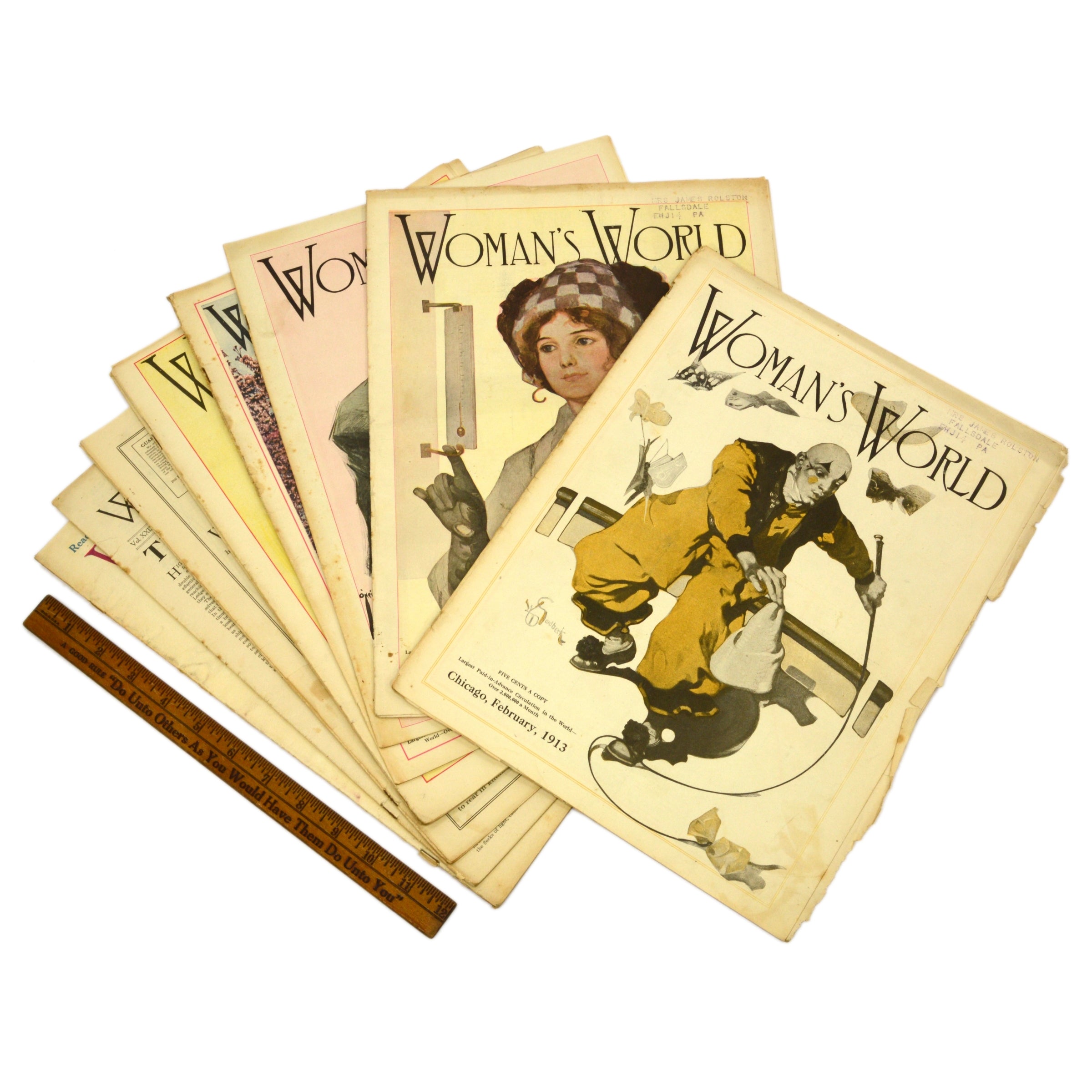 Vintage Woman's World Magazine Collection - 9 Rare Back Issues from 1913 with 7 Original Covers | Perfect for Antique Collectors, Home Decor & Historical Research