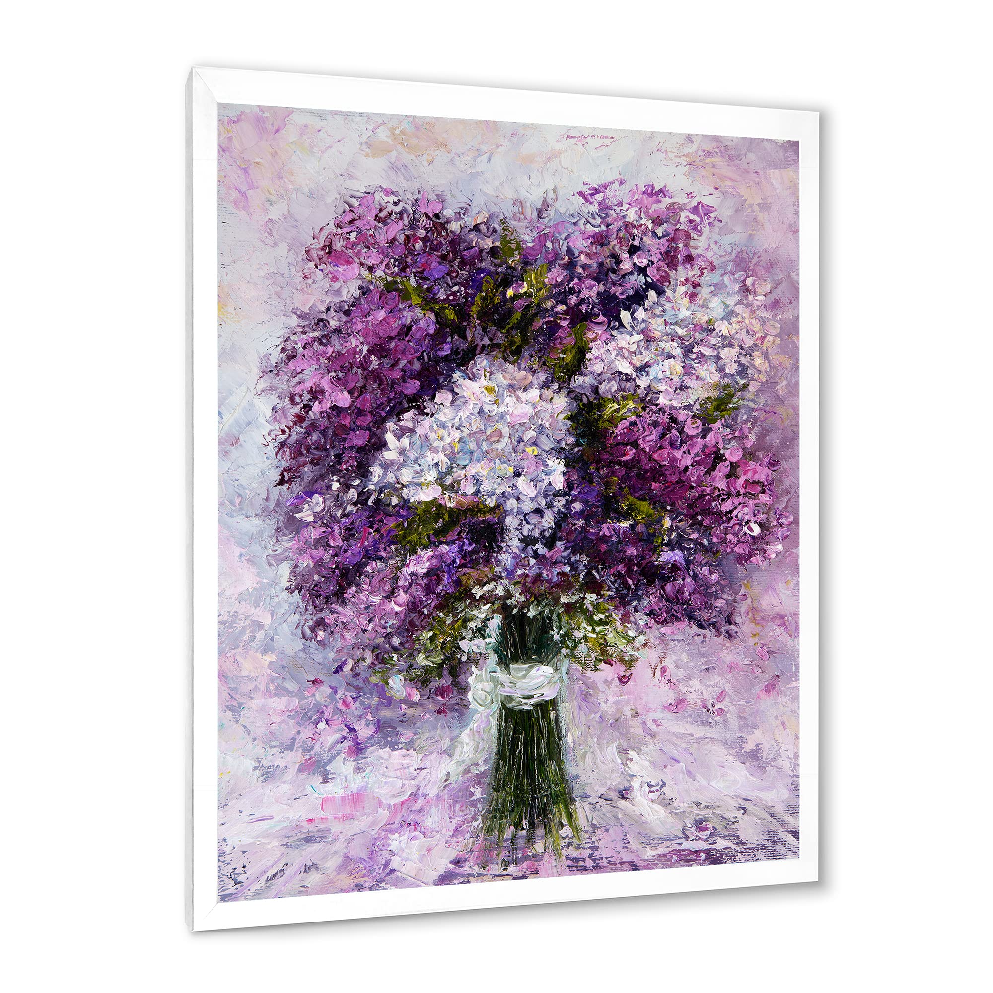 DesignQ Purple Hyacinth Bouquet Traditional Framed Wall Art - Floral Home Decor for Living Room, Bedroom & Office - Perfect Gift for Housewarming & Wedding