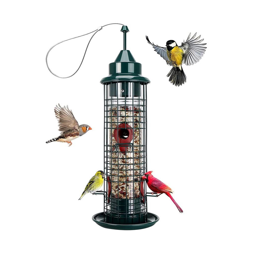 QWZYP Hanging Metal Bird Feeder - Wild Bird Food Dispenser for Outdoor Garden, Yard & Patio - Attracts Cardinals, Finches & Bluebirds - Durable Weatherproof Decoration for Birdwatching Enthusiasts