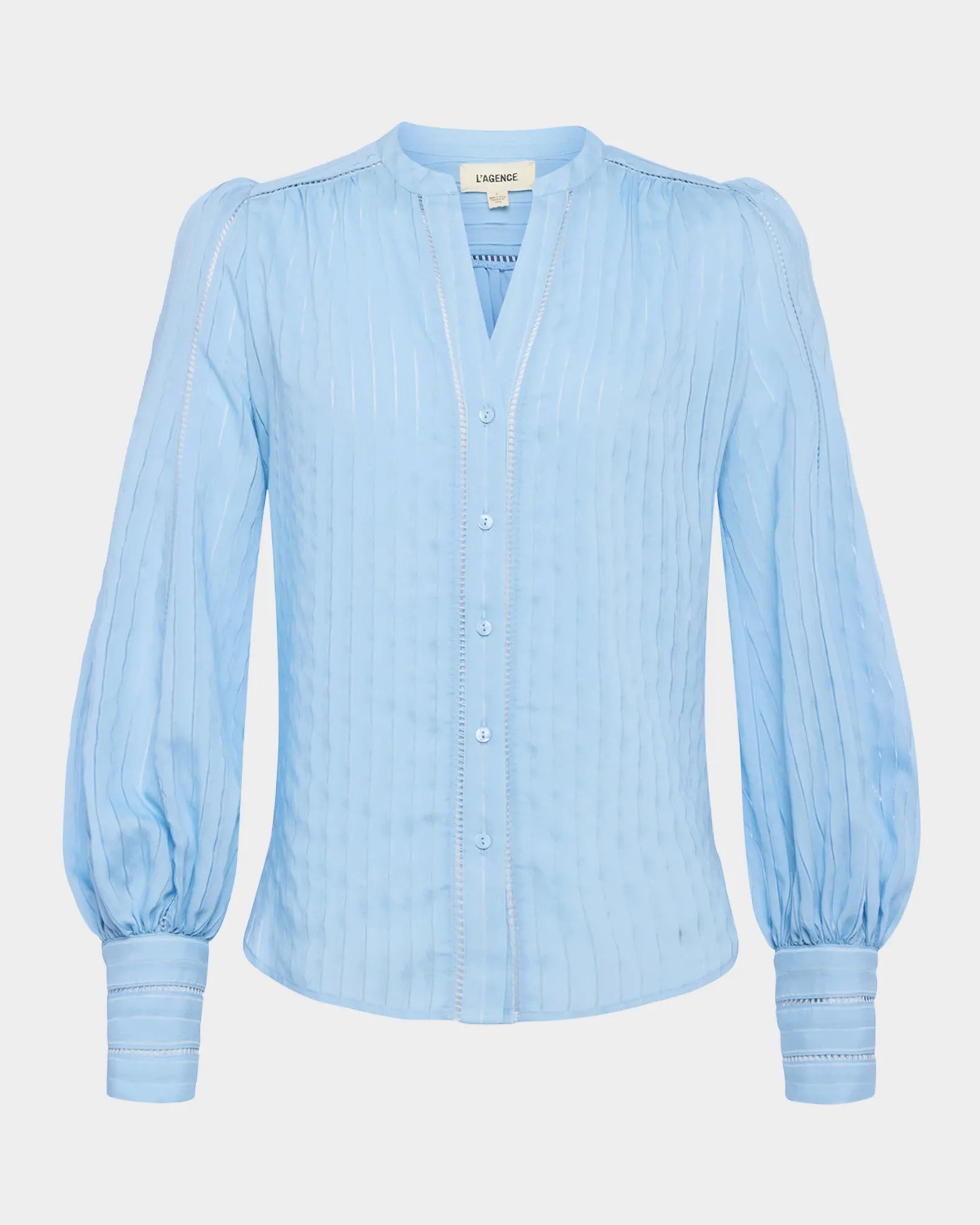 L'Agence Kiera Ladder Trim Blouse - Women's Elegant Lace Detail Top for Work, Date Night & Special Occasions