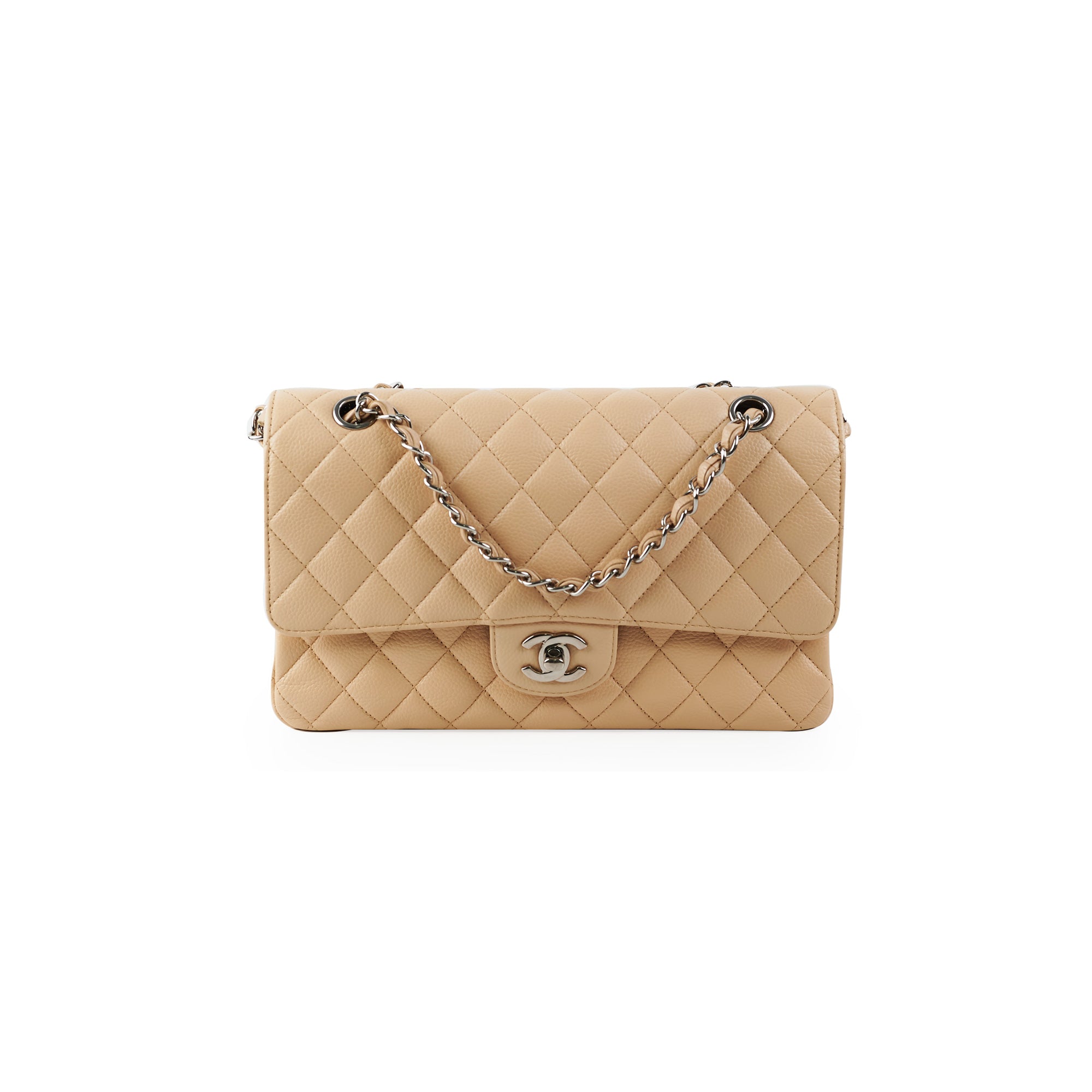 Chanel Quilted Classic Flap Bag Medium/Large Beige - Luxury Designer Handbag for Women, Perfect for Work, Evening Events & Everyday Use