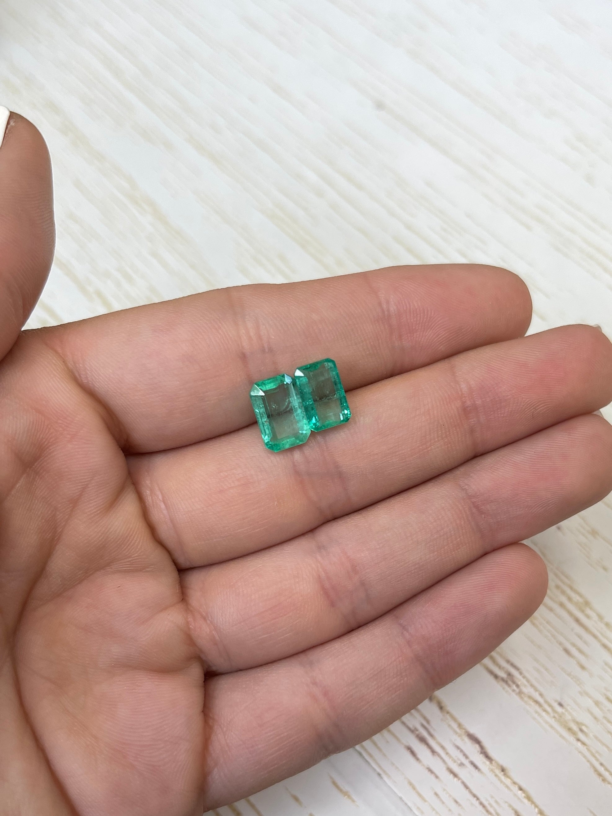 4.79tcw 10x7mm Matching Loose Colombian Emeralds - Emerald Cut Gemstones for Jewelry Making, Engagement Rings & Fine Collections | Natural Green Precious Stones