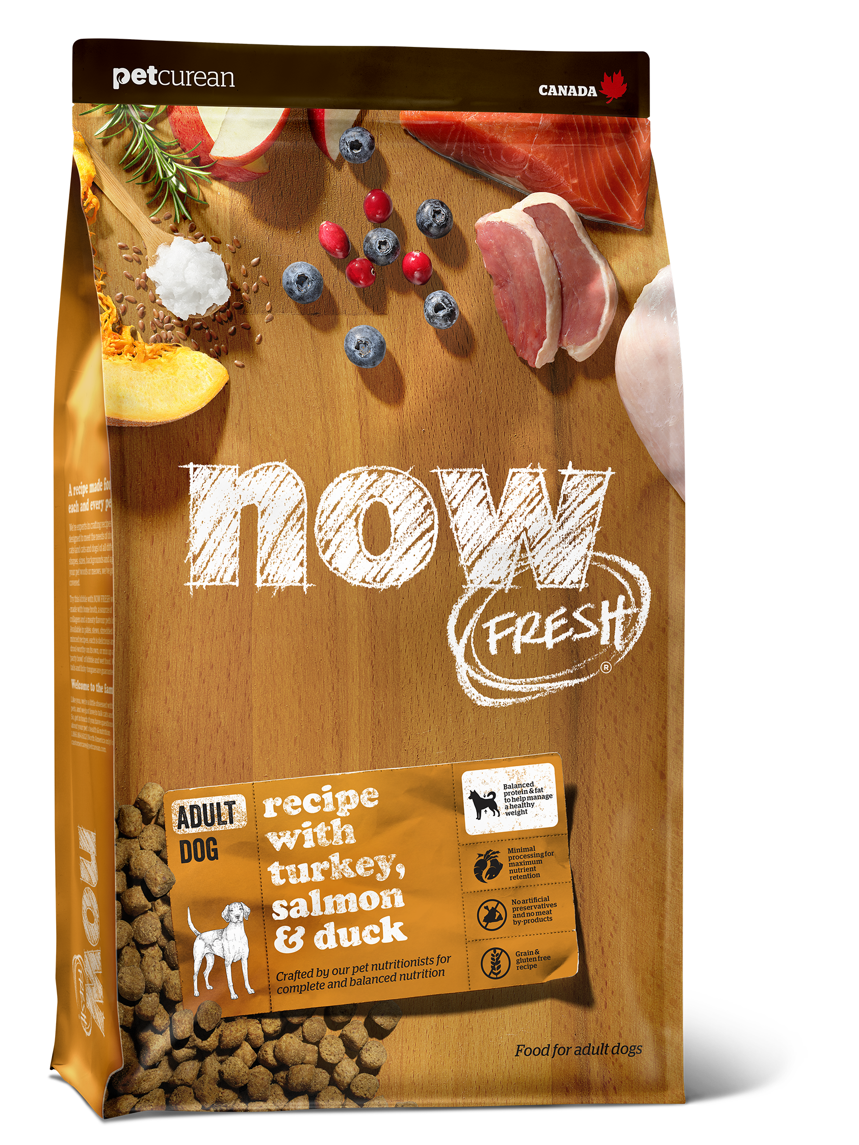 Petcurean Now Fresh Grain Free Dry Dog Food for Adult Dogs - High Protein, Natural Ingredients for Healthy Skin & Coat - Perfect for Active & Indoor Dogs
