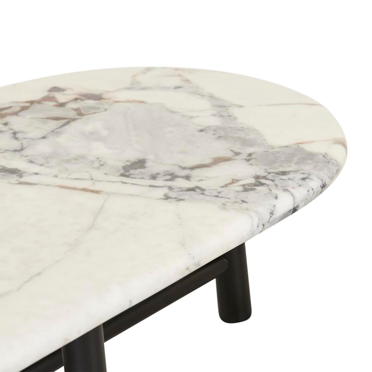 Artie Oval Marble Coffee Table - Modern Living Room Centerpiece with Sturdy Metal Legs, Perfect for Small Spaces & Home Decor