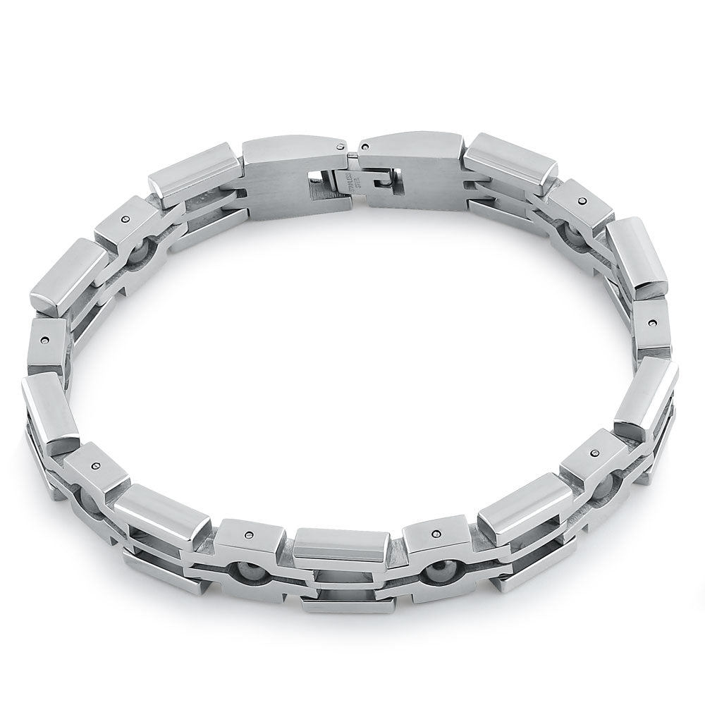Stainless Steel Beaded Cross Link Bracelet for Women - Elegant Adjustable Chain Wrist Jewelry Gift for Her | Perfect for Everyday Wear, Parties & Special Occasions