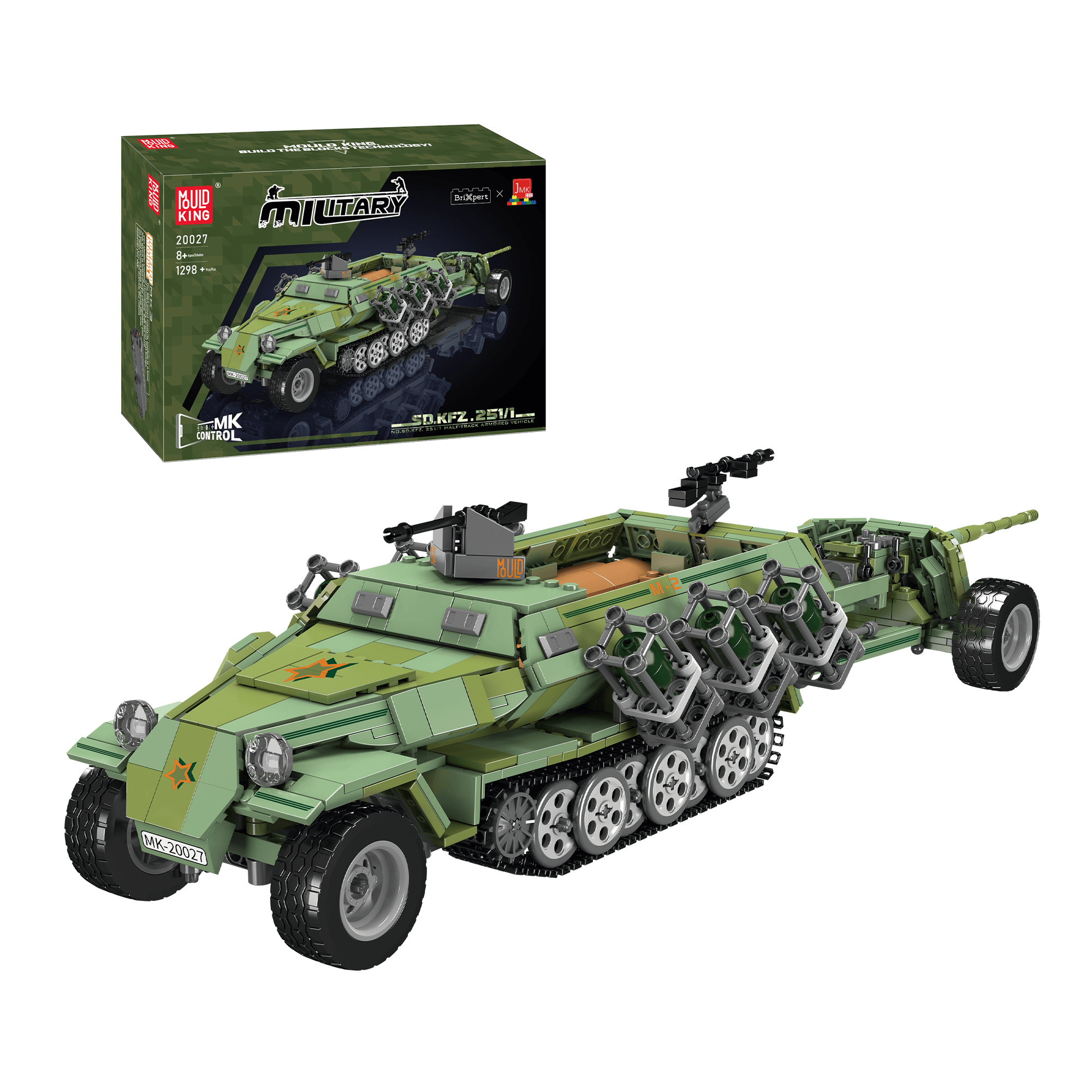 Mould King 20027 Sd.Kfz. 251 Half Track Military Vehicle Building Set - 1,298 PCS WWII German Army Model Kit for Adults & Collectors | Perfect for Display, Gifts & Historical Enthusiasts